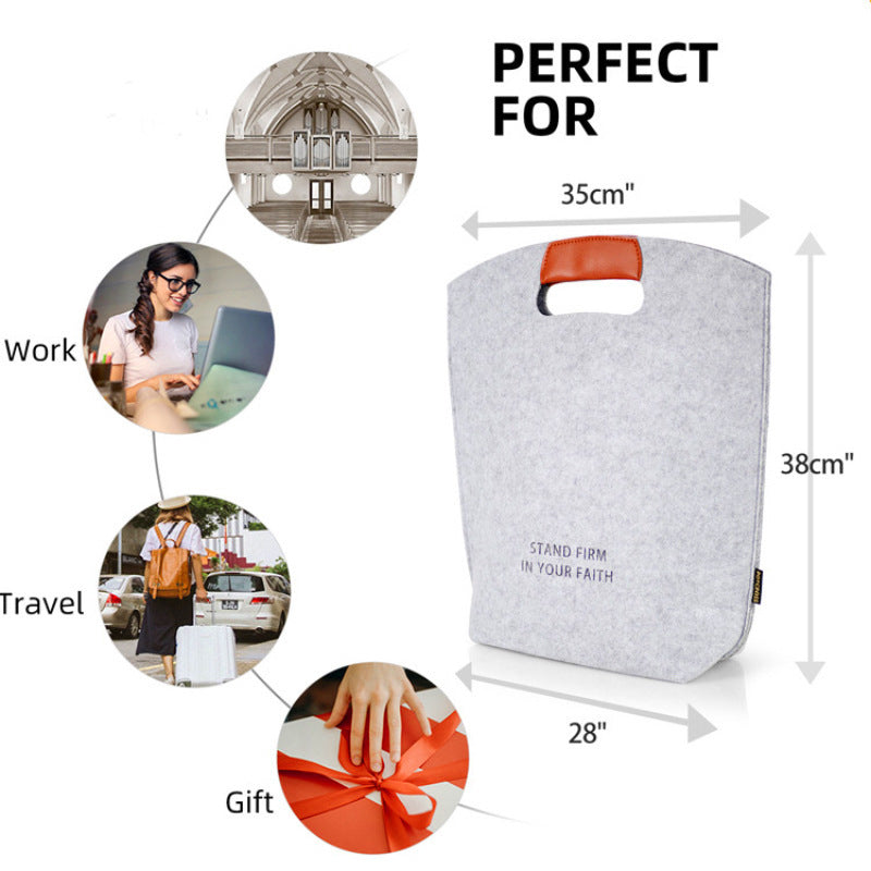 Felt Tote Bag Shopping Bag W/Handler