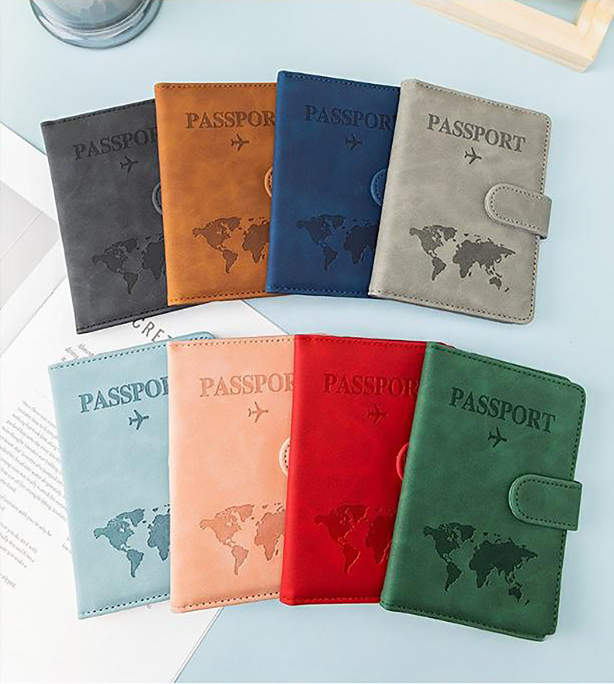 PU Leather RFID Blocking Passport Holder Passport Cover for Business Trip Travel Wallet