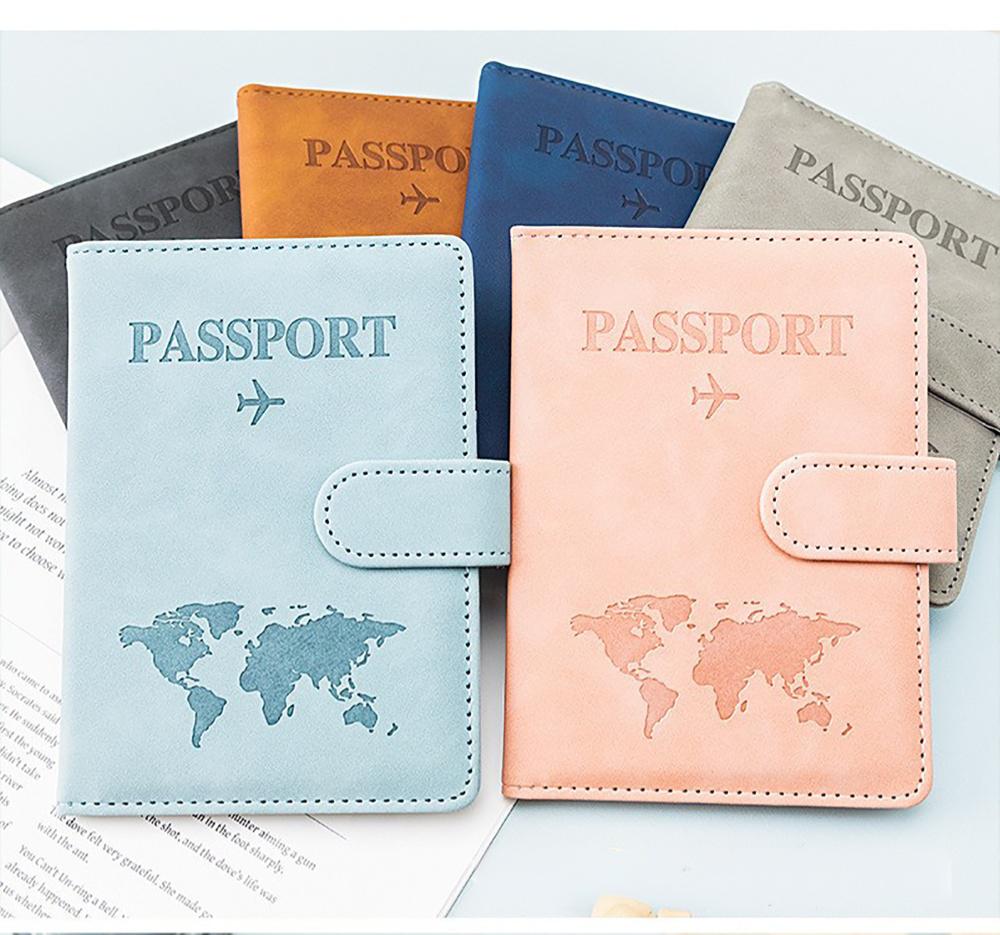 PU Leather RFID Blocking Passport Holder Passport Cover for Business Trip Travel Wallet