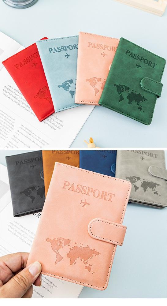 PU Leather RFID Blocking Passport Holder Passport Cover for Business Trip Travel Wallet