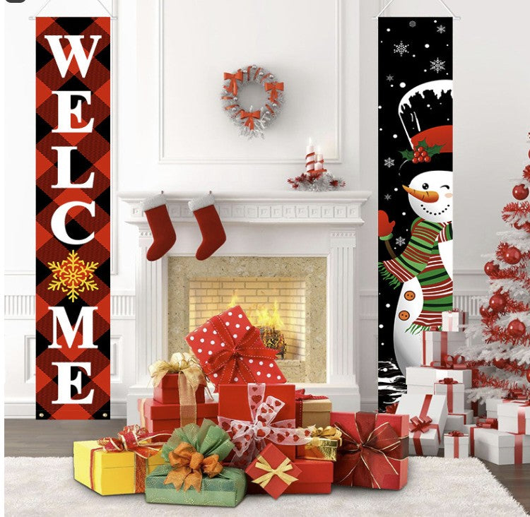 Full Custom Oxford cloth Christmas Couplet Christmas Porch Banner
