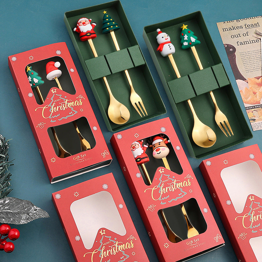 Stainless Steel Christmas Tableware 2 Piece Stainless Steel Flatware