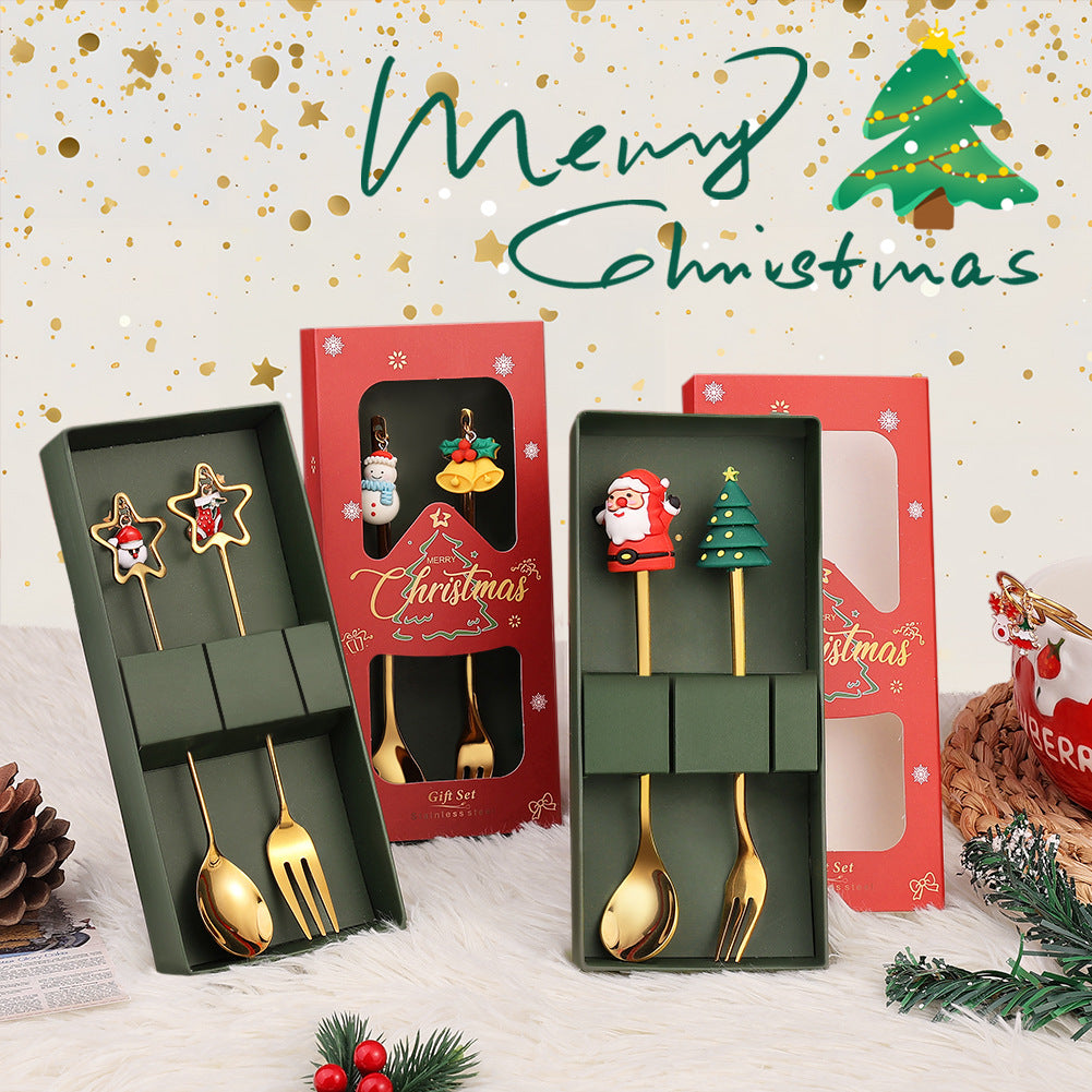Stainless Steel Christmas Tableware 2 Piece Stainless Steel Flatware