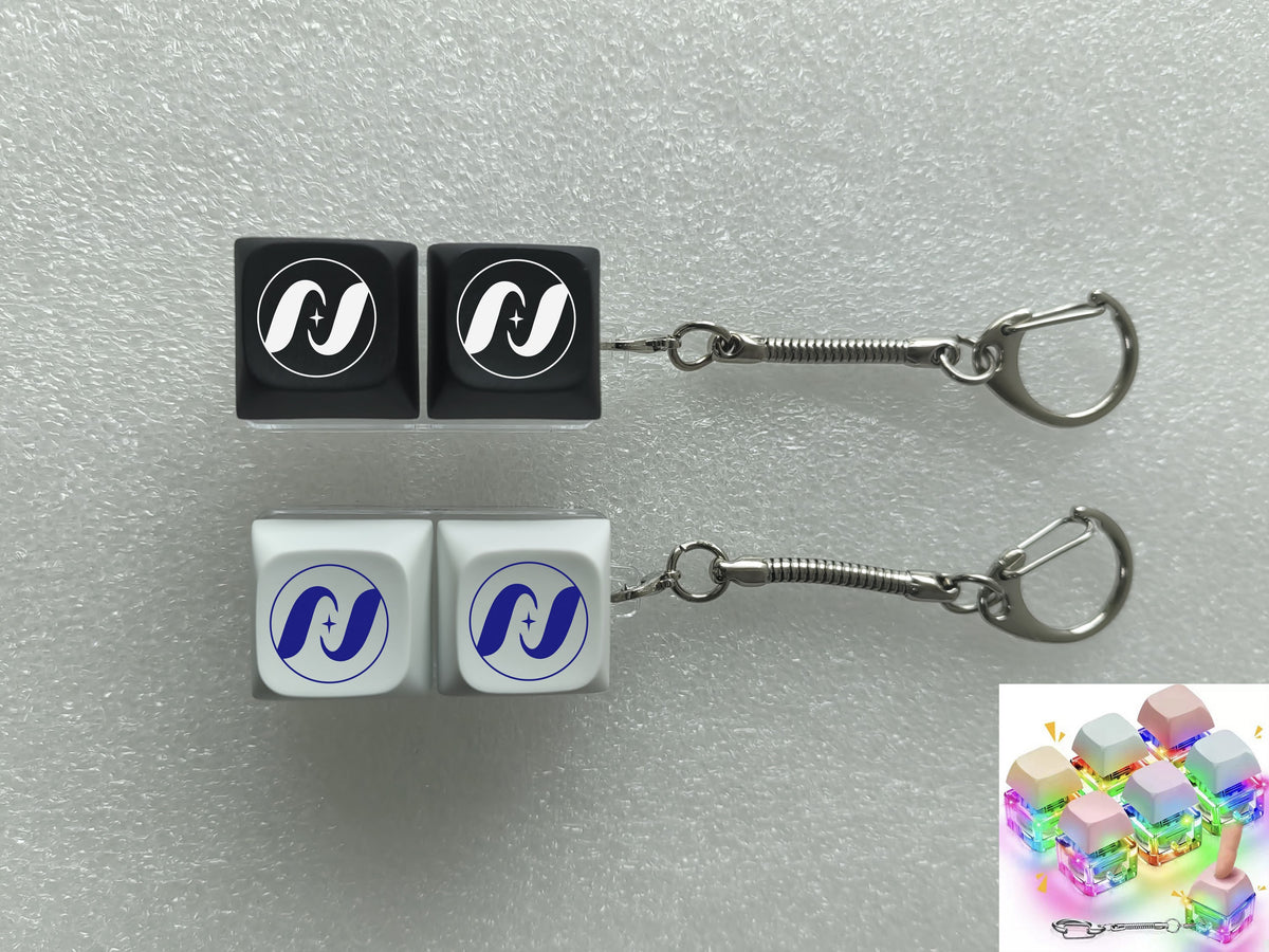 Full Color LED Light Two Key Keyboard Fidget Toys Keyboard Clicker Keychain