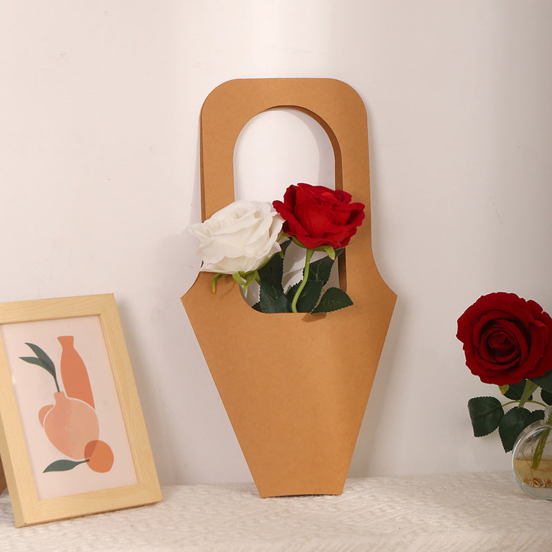 Kraft Paper Bouquet Gift Tote Bag W/ Handle 12x21"