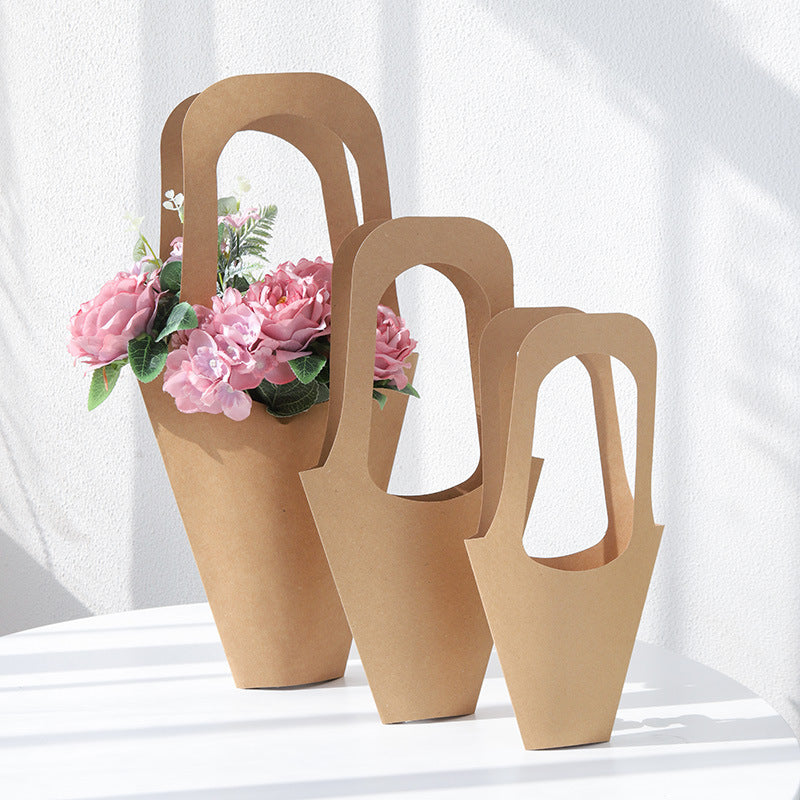 Kraft Paper Bouquet Gift Tote Bag W/ Handle 12x21"