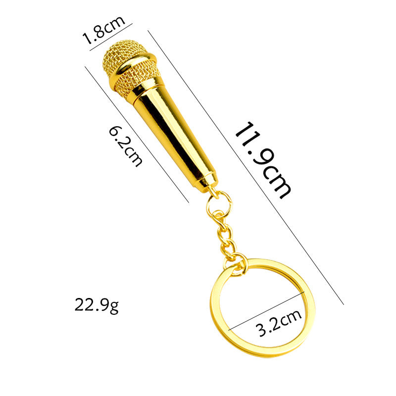 Creative Metal Microphone Shape Keychain