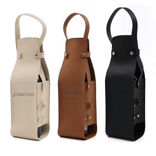 PU Leather Wine Bottle Carrier Tote Bag