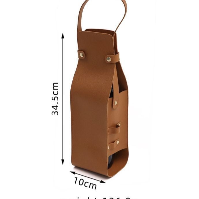 PU Leather Wine Bottle Carrier Tote Bag
