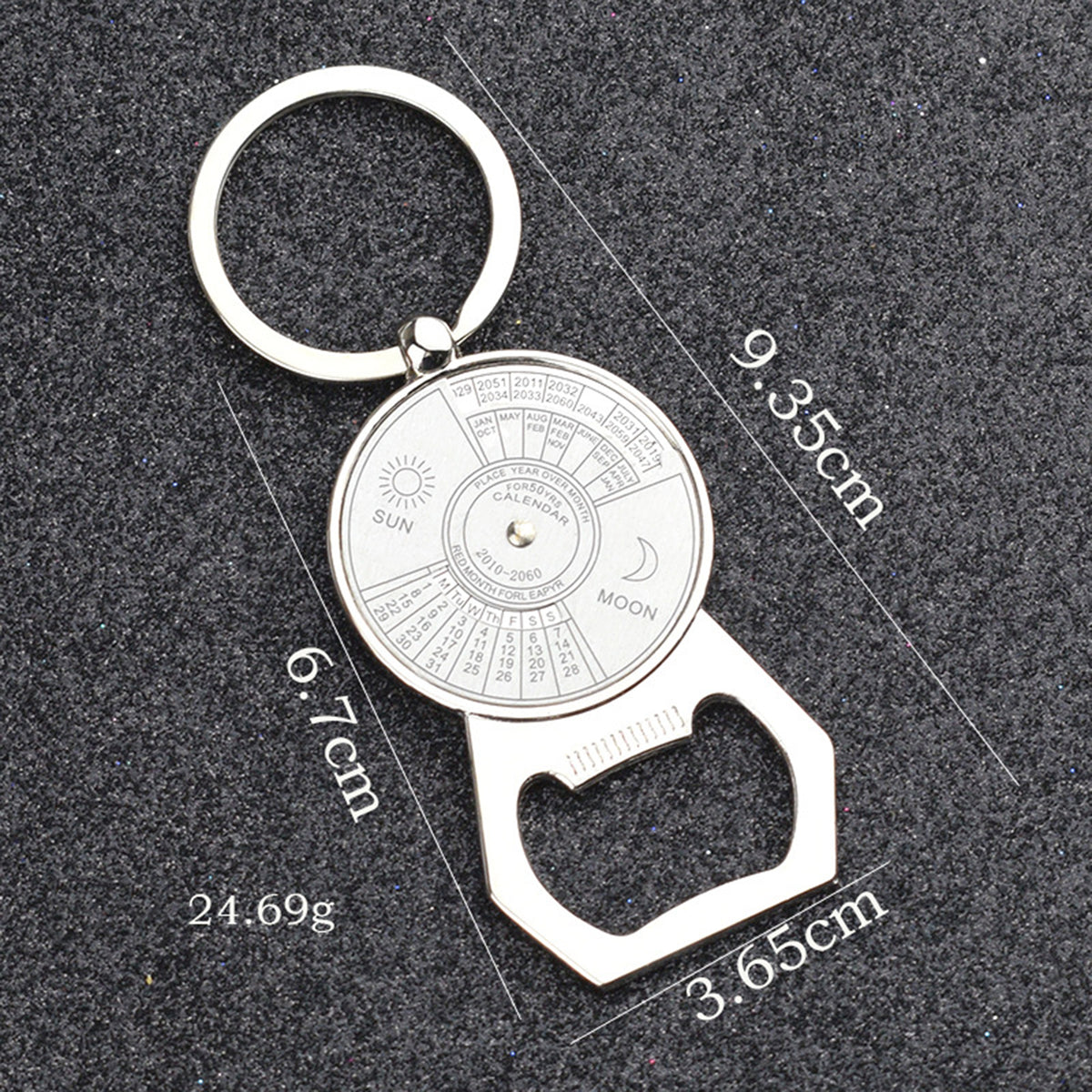 Portable Perpetual Calendar Beer Bottle Opener Metal Keychain