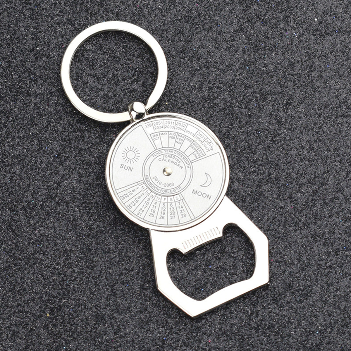 Portable Perpetual Calendar Beer Bottle Opener Metal Keychain