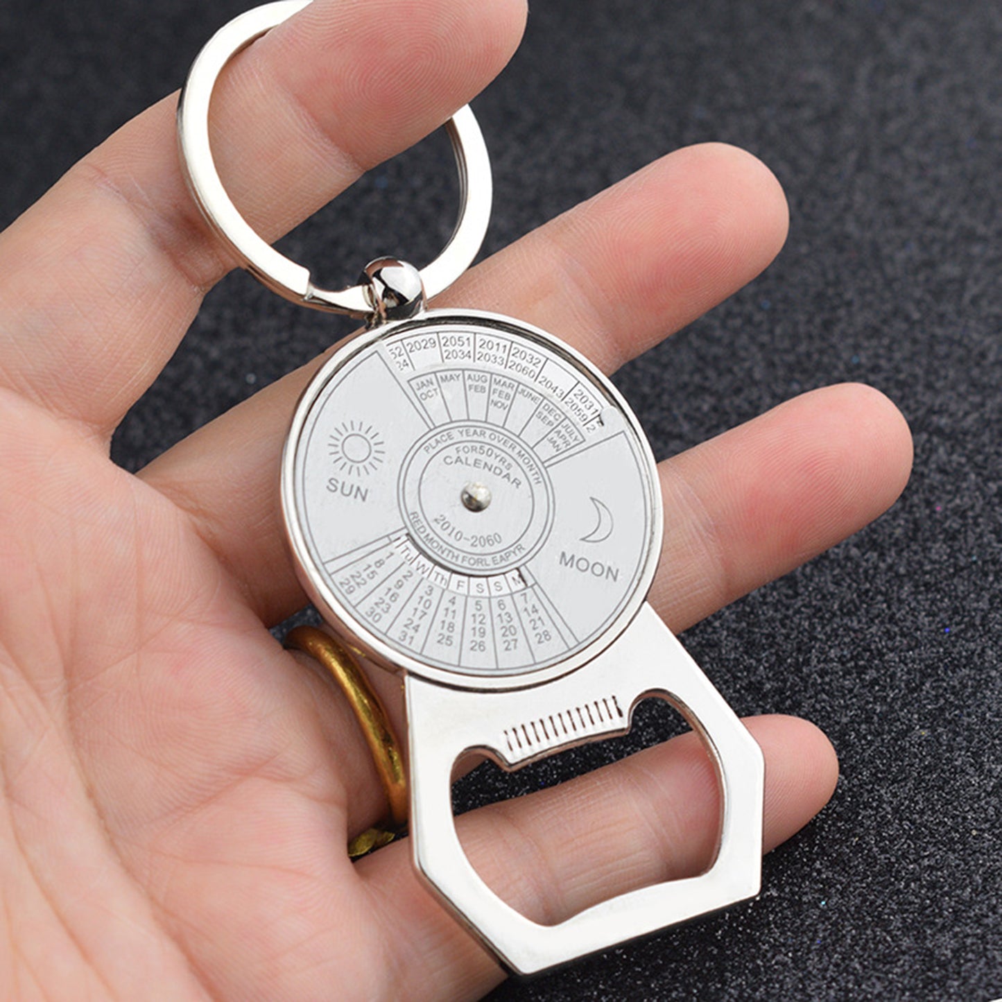 Portable Perpetual Calendar Beer Bottle Opener Metal Keychain