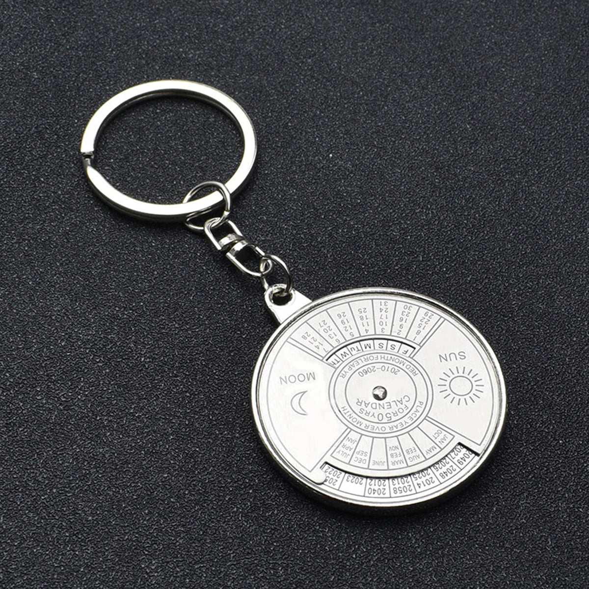 Round 50 Year Perpetual Calendar Metal Keychain