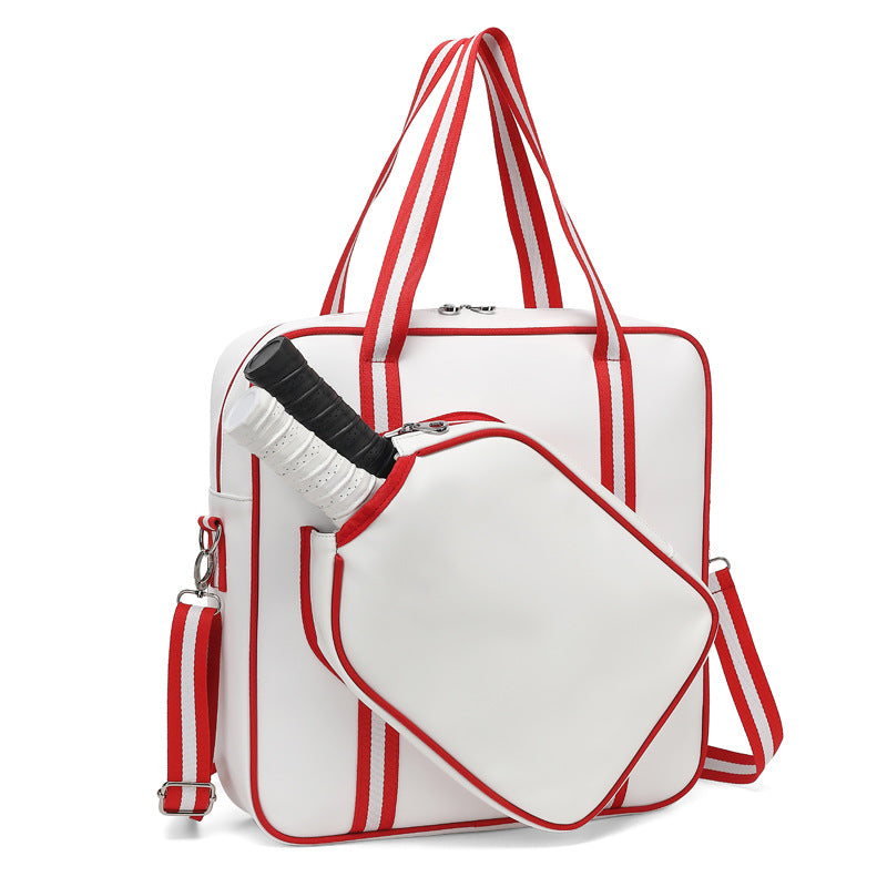 PU Leather Waterproof Large Capacity Sports Crossbody Gym Bag W/ Pickleball Cover