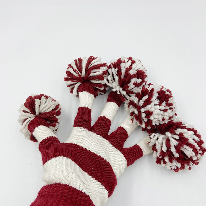 Knitted Pom-pom Gloves For Cheerleaders Magic Performance Gloves