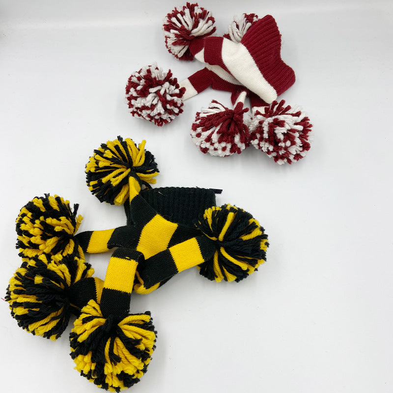 Knitted Pom-pom Gloves For Cheerleaders Magic Performance Gloves