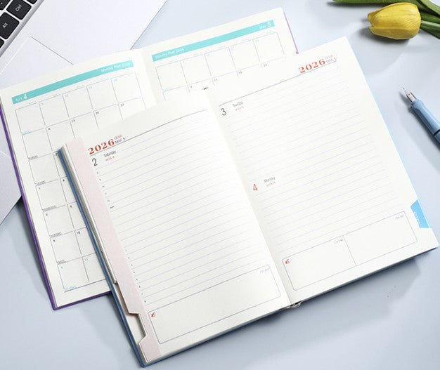 A5 PU Schedule Notebook 2026 Weekly & Monthly Planner Notebook