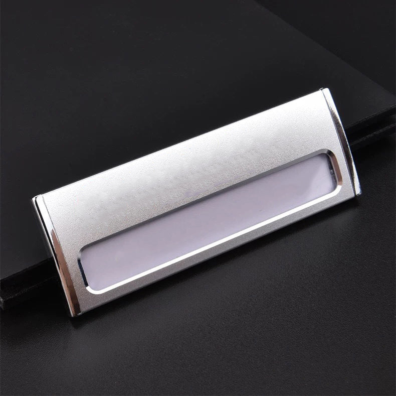 Professional Aluminum Alloy Name Tags Nameplate Badge with Safety Pin & Window #1