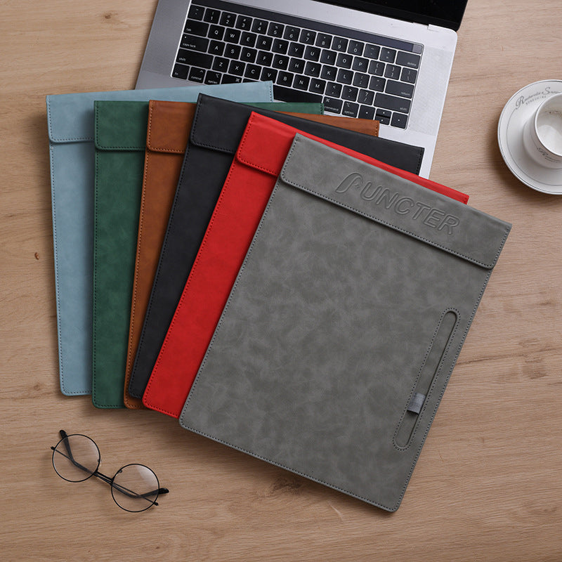 A4 PU Leather Magnetic Clipboard w/Pen Holder