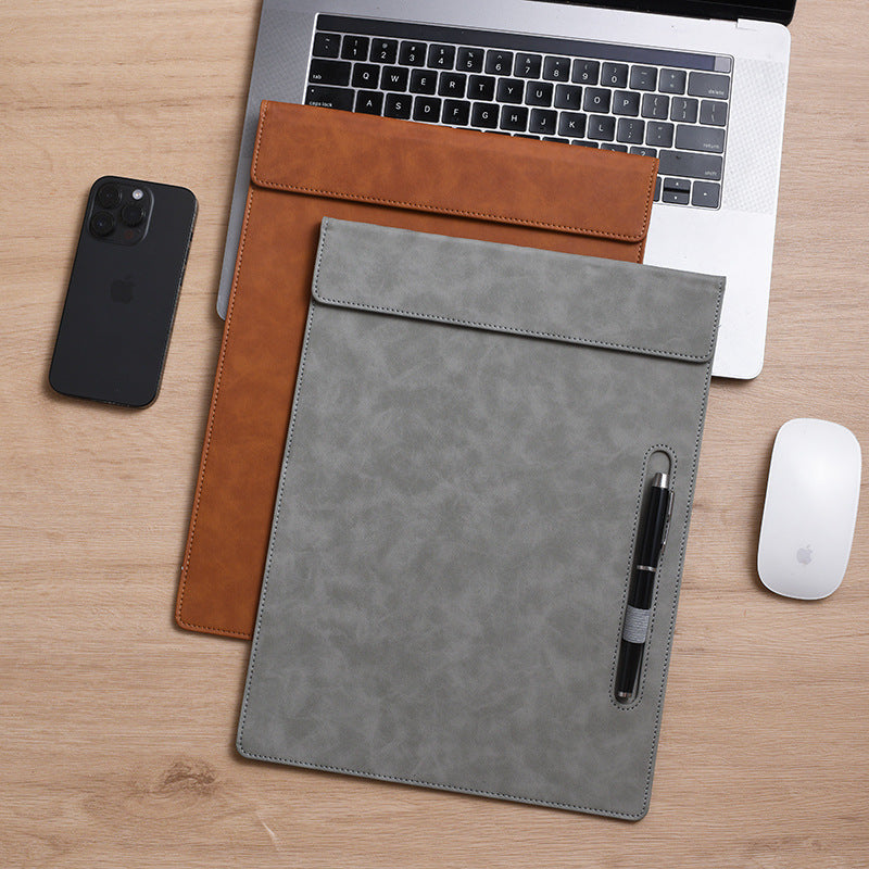 A4 PU Leather Magnetic Clipboard w/Pen Holder