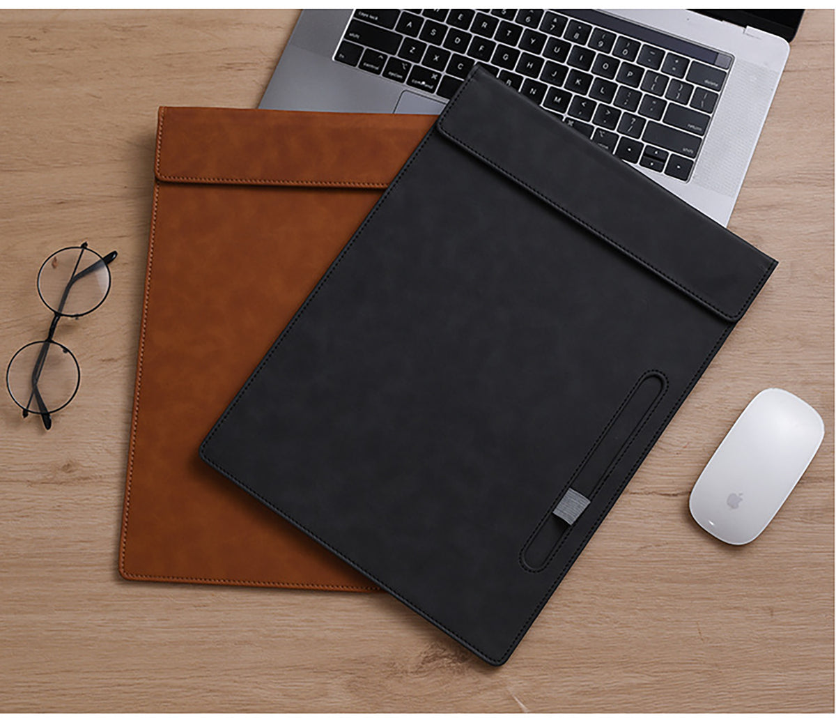 A4 PU Leather Magnetic Clipboard w/Pen Holder