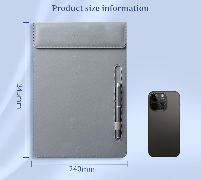 A4 PU Leather Magnetic Clipboard w/Pen Holder