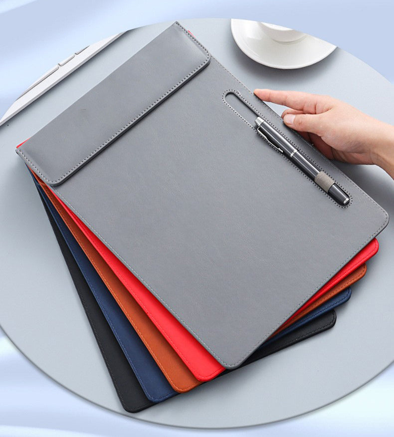 A4 PU Leather Magnetic Clipboard w/Pen Holder