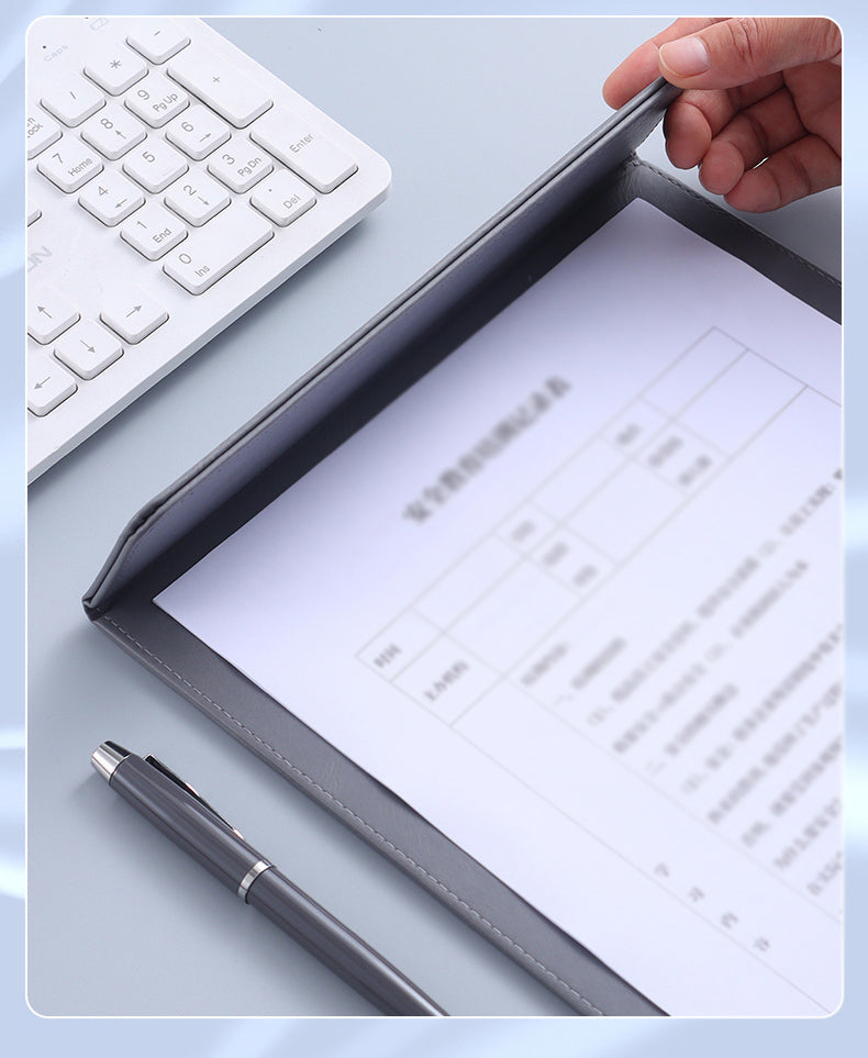 A4 PU Leather Magnetic Clipboard w/Pen Holder