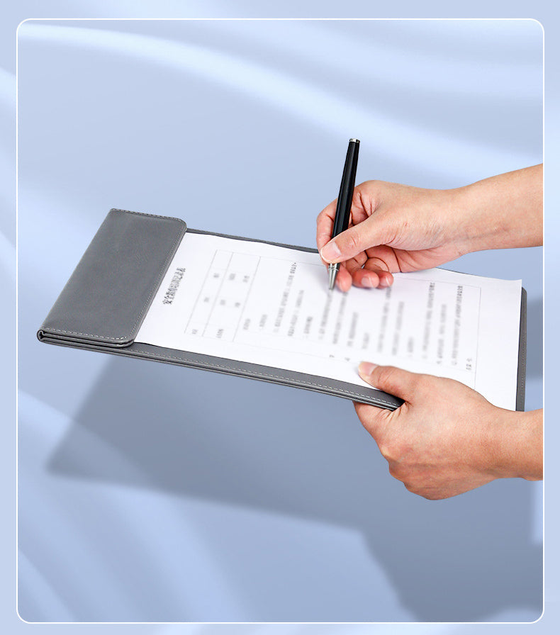 A4 PU Leather Magnetic Clipboard w/Pen Holder