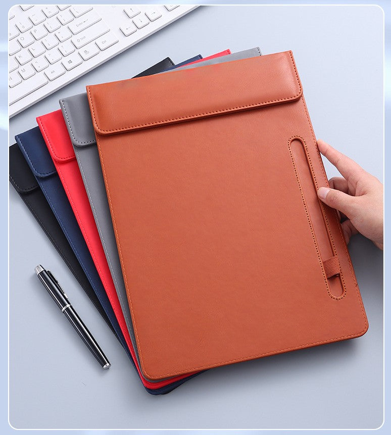 A4 PU Leather Magnetic Clipboard w/Pen Holder