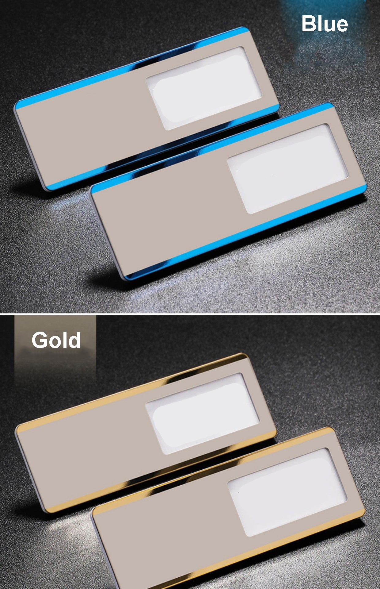 Professional Aluminum Alloy Name Tags Polished Nameplate Badge with Safety Magnetic Pin & Window #18