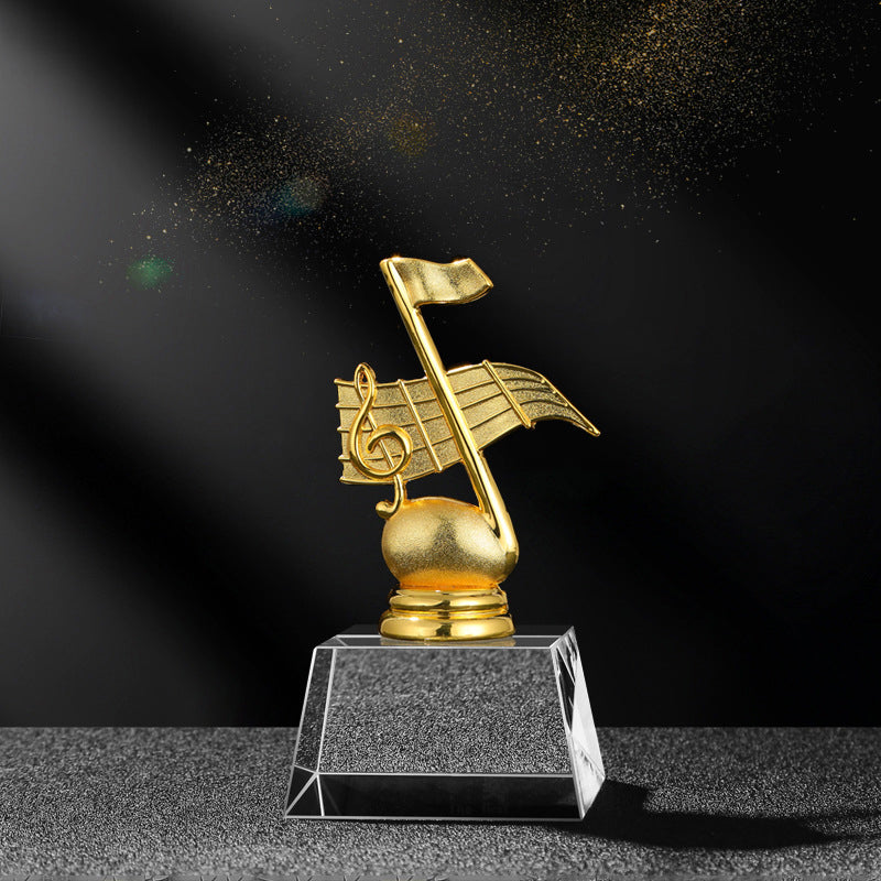 Gold Musical Note Trophy with Crystal Base
