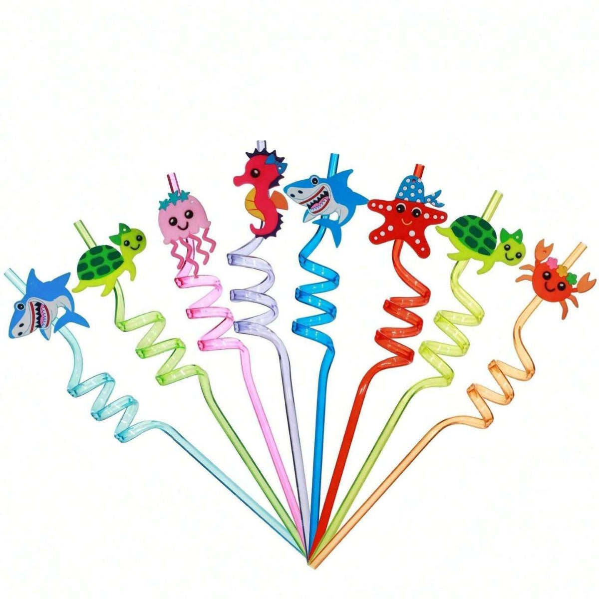 Reusable Drinking Straws Novelty Party Straw Curly Hard Plastic Straws