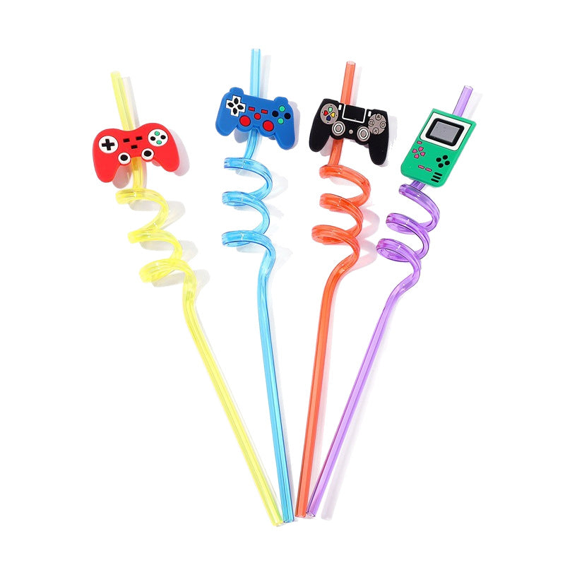 Reusable Drinking Straws Novelty Party Straw Curly Hard Plastic Straws