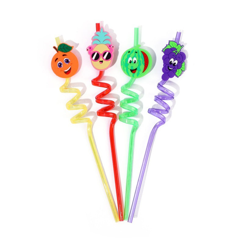 Reusable Drinking Straws Novelty Party Straw Curly Hard Plastic Straws