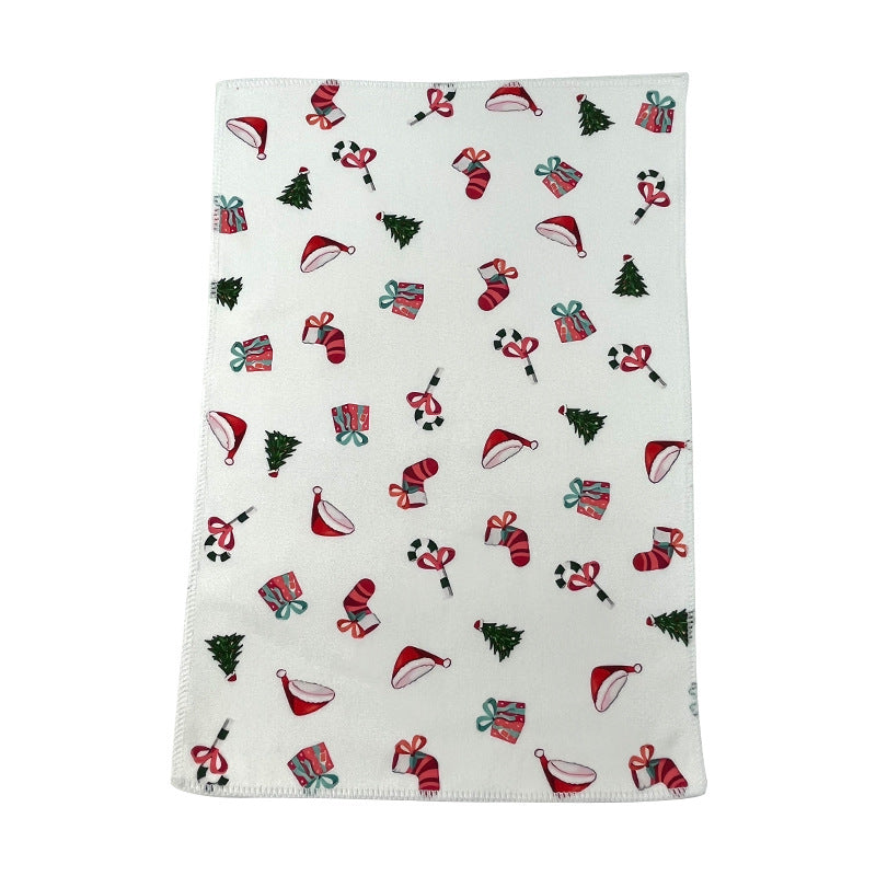 Full Color Festival Dish Towel Christmas Tea Towel 18 x 13"