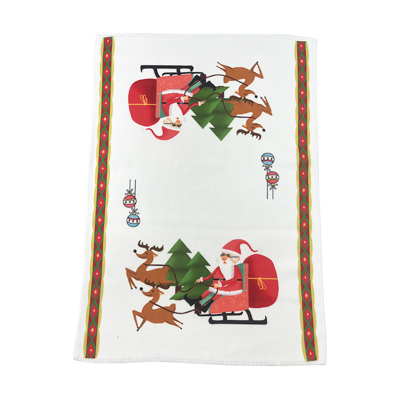 Full Color Festival Dish Towel Christmas Tea Towel 18 x 13"