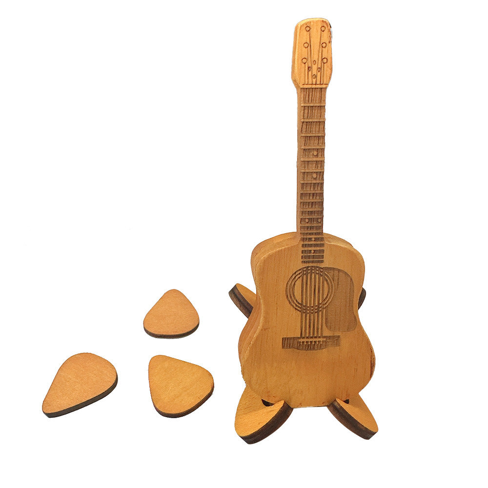 Wooden Acoustic Guitar Pick Box W/ Stand