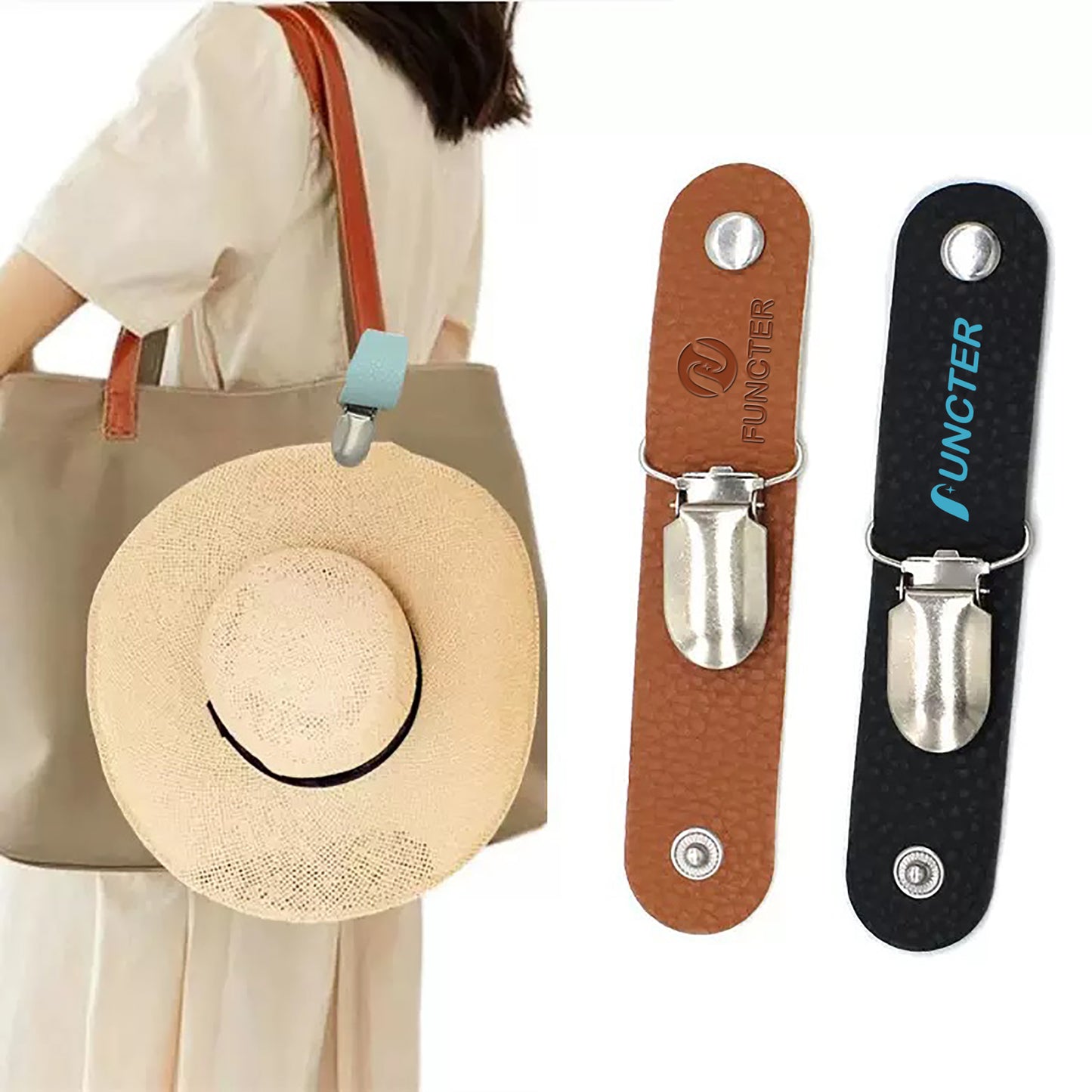 4.9" PU Leather Hat Clip with Silver Clip