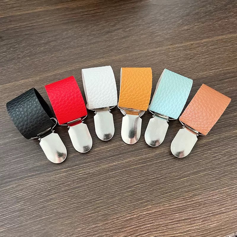 4.9" PU Leather Hat Clip with Silver Clip