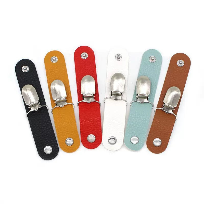 4.9" PU Leather Hat Clip with Silver Clip