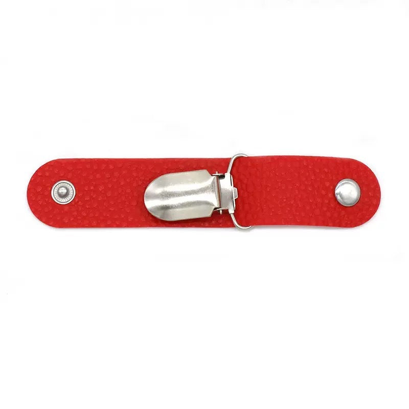 4.9" PU Leather Hat Clip with Silver Clip