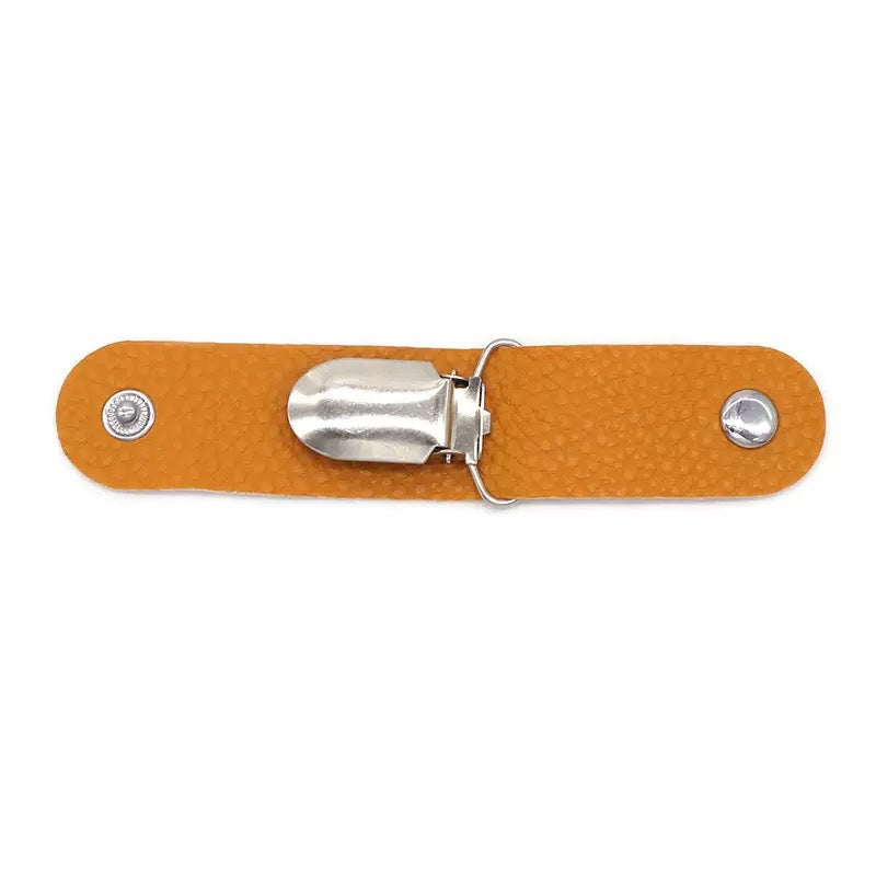 4.9" PU Leather Hat Clip with Silver Clip