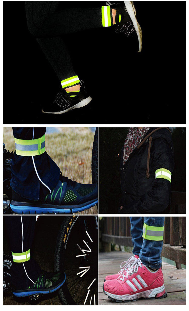 High-Visibility Adjustable Reflective Arm Band & Leg Band for Night Safety #1