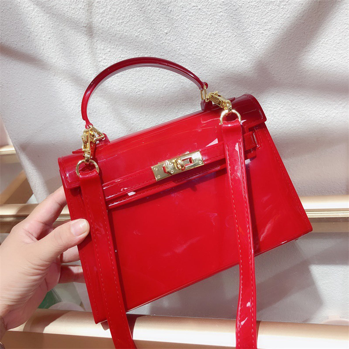 Ladies Handbag Candy Color Transparent Purse Mini Size