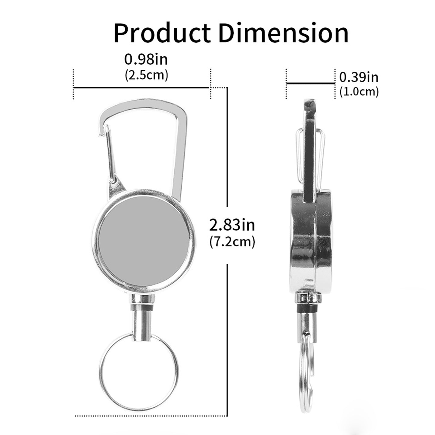 Outdoor Metal Retractable Badge Reel Clip With Keyring