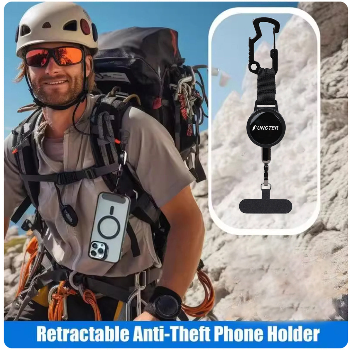Anti-Drop Extendabl Phone Holder Clip For Trave and Hiking
