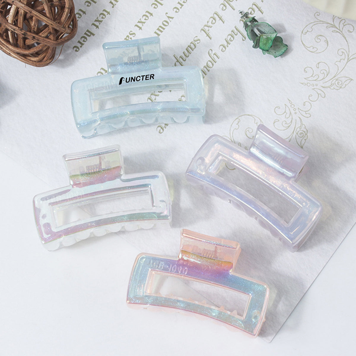 1.57" Transparent Starry Color Hair Claw Clips