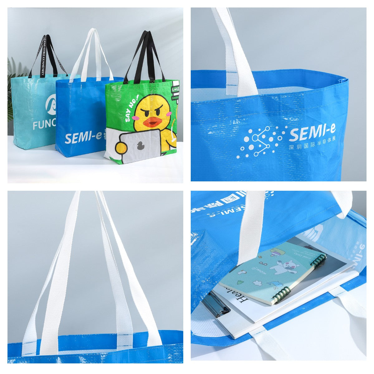 Promotional Custom Laminated Woven PP Shopping Tote Bag 16 x 10 x 4"