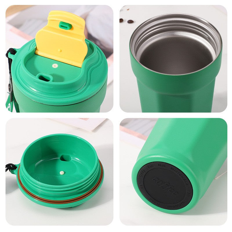15 Oz. Car Tumbler Insulated Stainless Steel Macarons Coffe Water Bottle W/ Lanyard Strip